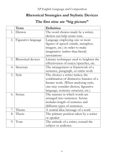 Rhetorical Strategies and Stylistic Devices The first nine are &ldquo;big