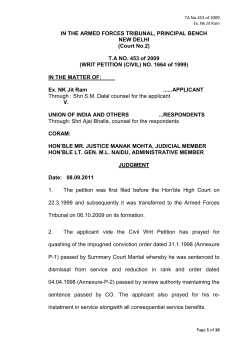 TA NO. 453 of 2009 - Armed Forces Tribunal
