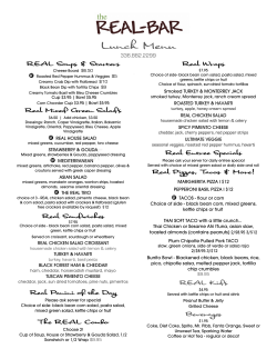 Lunch Menu - Real Creations, Inc.