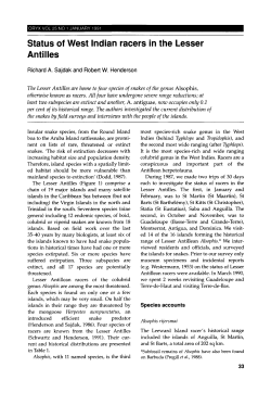 a paper in Oryx raised the alarm about West Indian racers