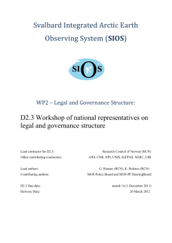 D2.3 Workshop of national representatives on legal and governance