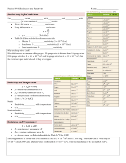Physics 09-02 Resistance and Resistivity