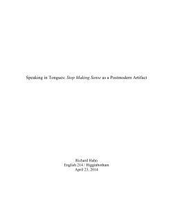 Stop Making Sense as a Postmodern Artifact