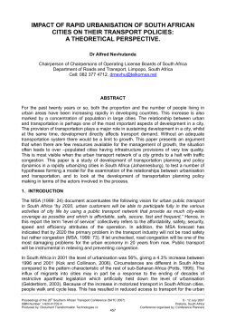 Impact of Rapid Urbanisation of South African Cities on