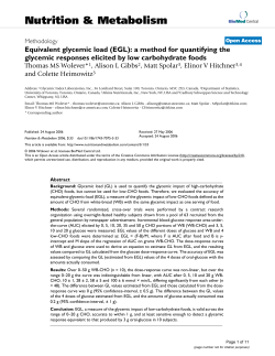Equivalent glycemic load (EGL): a method for quantifying the