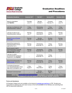 Graduation Deadlines and Procedures