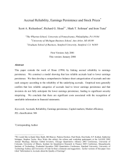 Accrual Reliability, Earnings Persistence and Stock Prices*