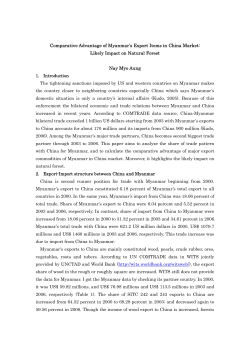 Comparative Advantage of Myanmar`s Export Items in