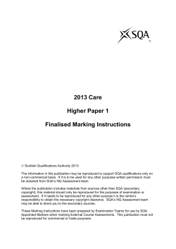 2013 Care Higher Paper 1 Finalised Marking Instructions