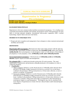 Hypertension in Pregnancy -Pre-eclampsia-