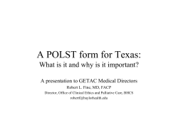 A POLST form for Texas - Texas Department of State Health Services