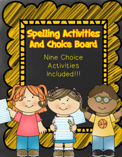 Spelling Menu and Activity Sheets