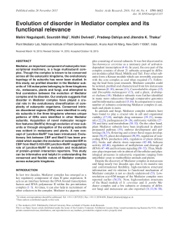 Evolution of disorder in Mediator complex and its functional relevance