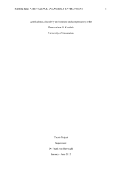 Running head: AMBIVALENCE, DISORDERLY - UvA-DARE