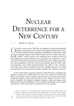 Payne Keith B., &ldquo;Nuclear Deterrence for a New Century,&rdquo;