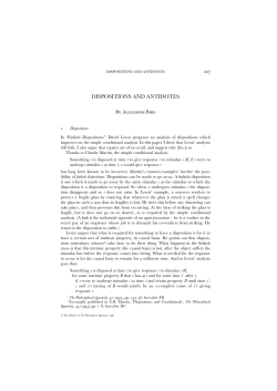 DISPOSITIONS AND ANTIDOTES