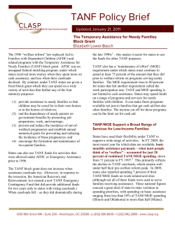 The Temporary Assistance for Needy Families Block Grant