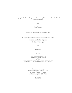 Asymptotic Genealogy of a Branching Process and a Model of