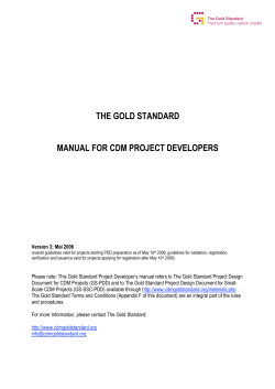 Manual for CDM Project Developers