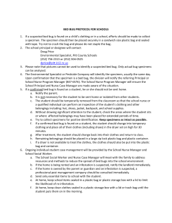 BED BUG PROTOCOL FOR SCHOOLS