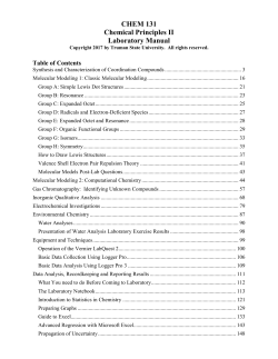 CHEM 131 Chemical Principles II Laboratory Manual