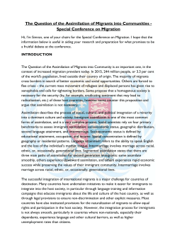 The Question of the Assimilation of Migrants into Communities