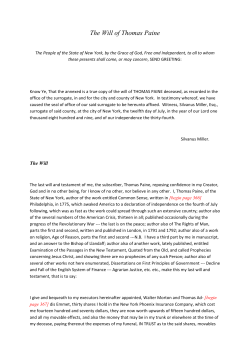 The Will of Thomas Paine