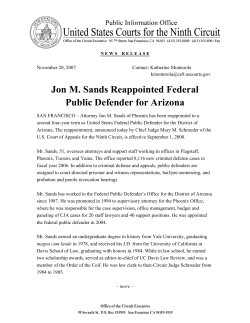 Jon M. Sands Reappointed Federal Public Defender For Arizona