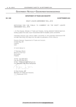 draft Liquor Amendment Bill