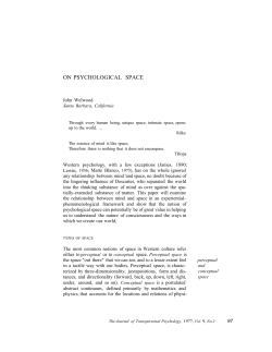 on psychological space - Association for Transpersonal Psychology