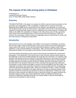The impacts of the milk pricing policy in Zimbabwe