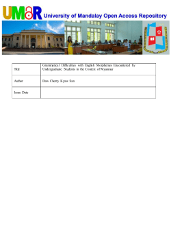 Title Grammatical Difficulties with English Morphemes Encountered