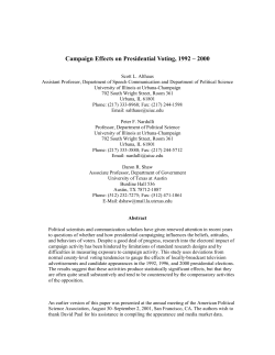 Campaign Effects on Presidential Voting, 1992 – 2000