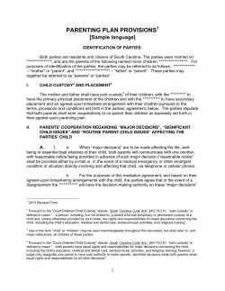 parenting plan provisions - Knobel Mediation Services
