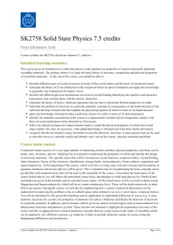 KTH | SK2758 Solid State Physics 7.5 credits