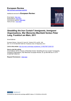 European Review Straddling the Iron Curtain? Immigrants