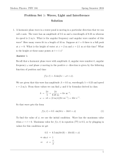 Problem Set 1: Waves, Light and Interference Solution