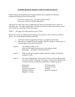 SUMMER READING PROJECT FOR AP EURO STUDENTS