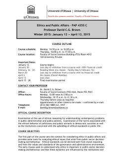 Ethics and Public Affairs &ndash; PAP 4355 C Professor David
