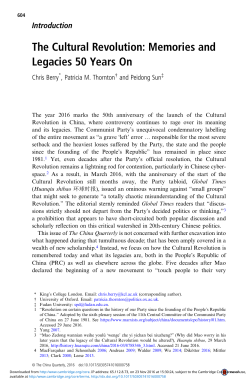 The Cultural Revolution: Memories and Legacies 50 Years On