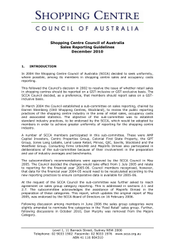 Sales Reporting Guidelines - Shopping Centre Council of Australia