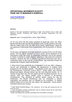 Oppositional movements in Egypt. From 1952 to Mubarak`s downfall