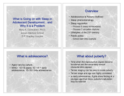 Overview What is adolescence? What about puberty?