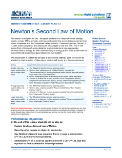 Newton`s Second Law of Motion - Hopkinsville Electric System