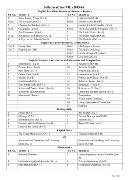 Syllabus (Class VIII) 2015-16