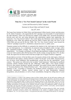 Time for a `New New Social Contract` in the Arab World