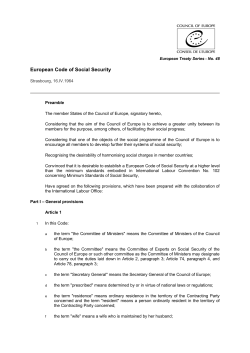 European Code of Social Security - Coe