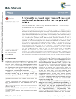A renewable bio-based epoxy resin with improved
