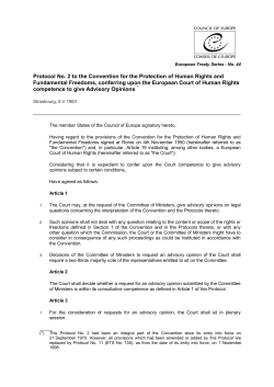 Protocol No. 2 to the Convention for the Protection of Human
