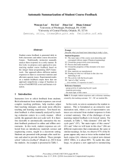 Automatic Summarization of Student Course Feedback